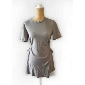 DNA Gray Ruched Cutout Side Tied T-shirt Dress Size L